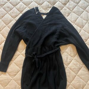 Black Wrap Sweater Dress